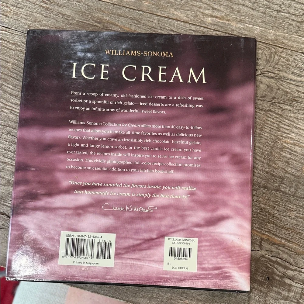 Williams Sonoma Ice Cream cookbook.